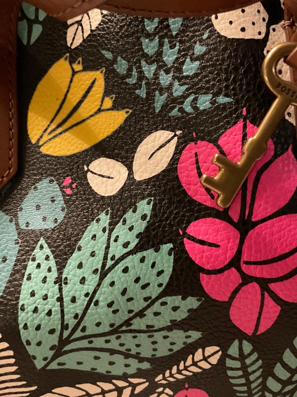 Fossil Fiona Dark Floral satchel/crossbody - Picture 2 of 5